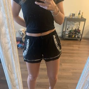 Parker Black embroidered silk shorts